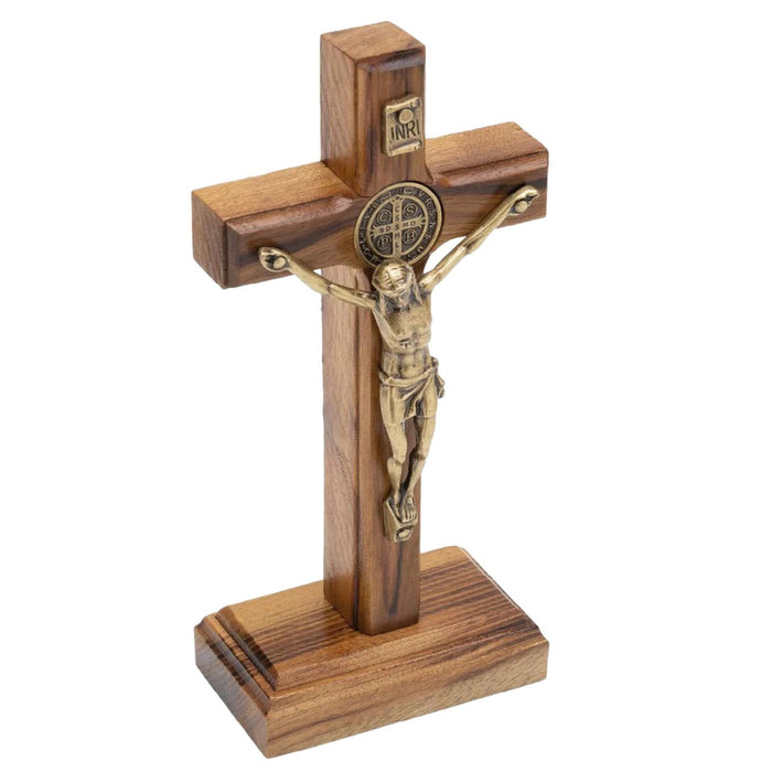 Standing St Benedict Crucifix 4.75" Wood