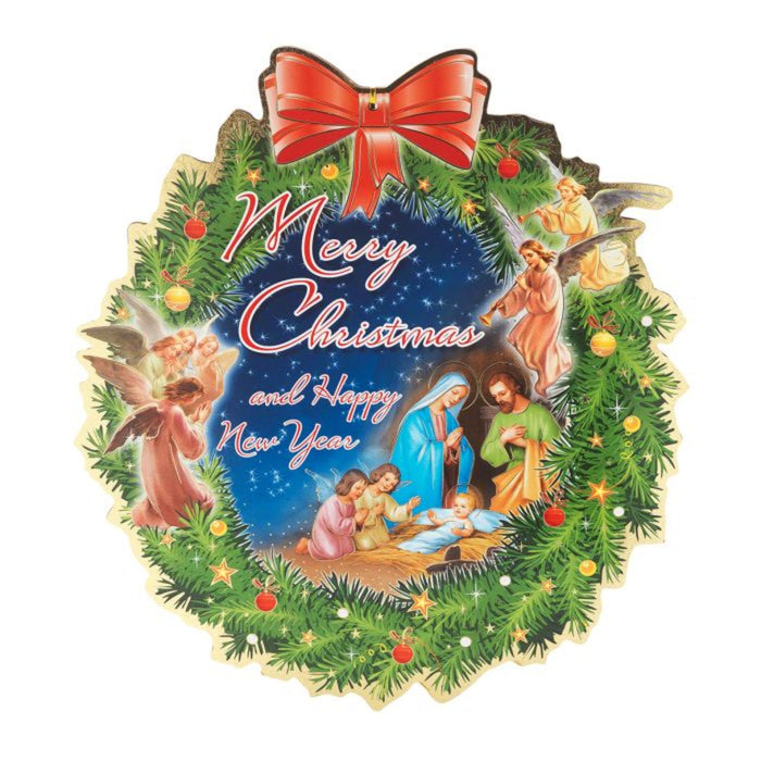 Christmas and New Year 12" Wreath Shaped Plaque