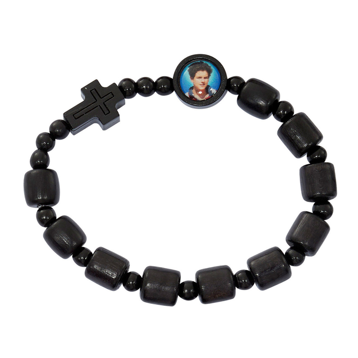St Carlo Acutis Black Wood Bead Bracelet