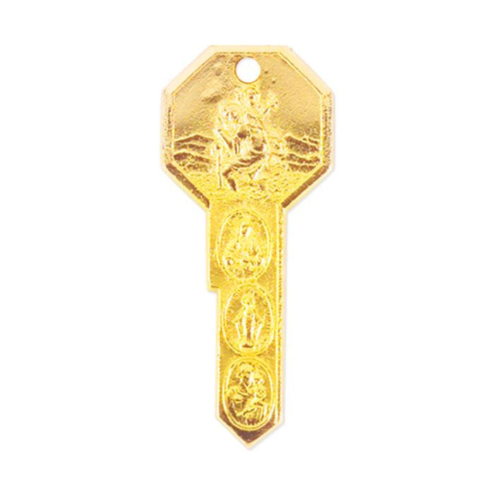 St Christopher Seven Way Key Medal in Gold Finish