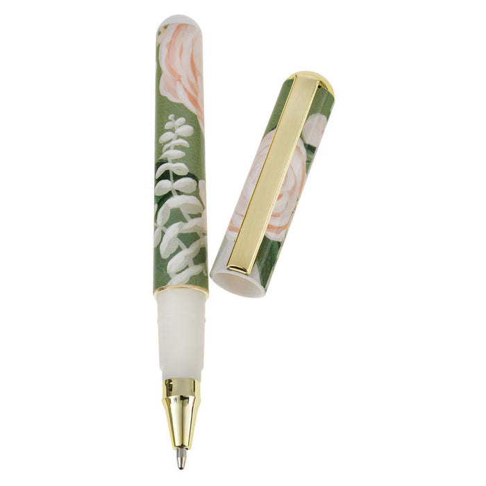 He Restores My Soul Green Floral Note Block and Pen Set