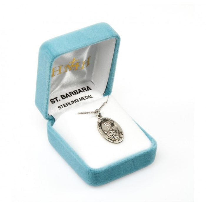 St Barbara Medal Sterling Silver on 18" Chain