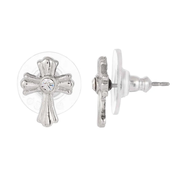 Stud Earrings Petite Cross Crystal