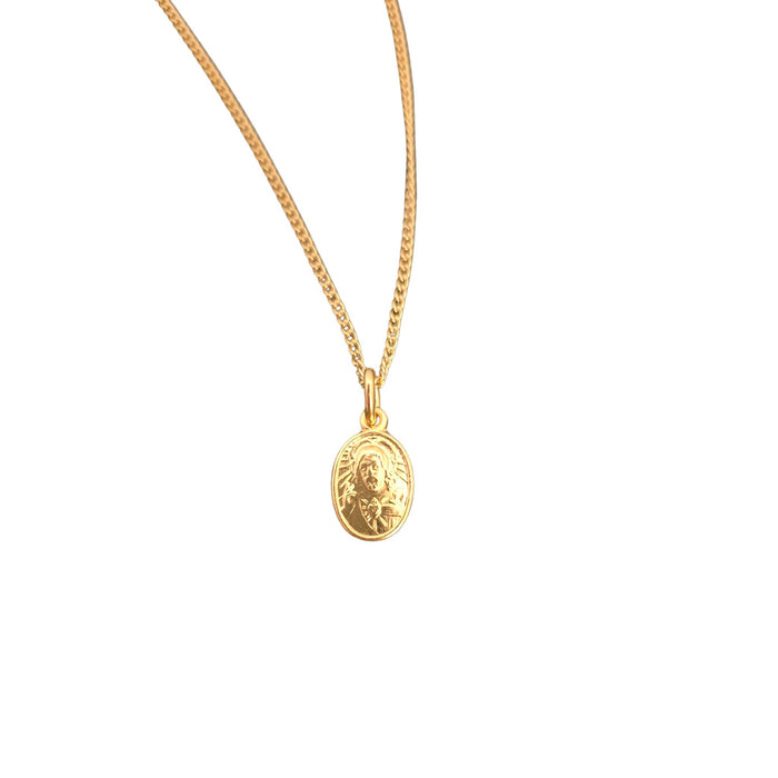 Sacred Heart 0.5" Medal Gold over Sterling on 18" Chain