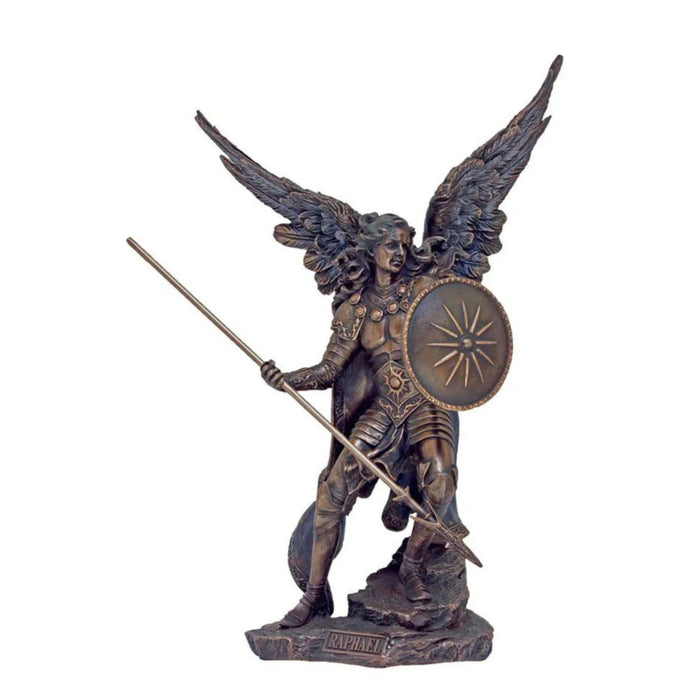 St Raphael Hand Painted Cold-Cast Bronze 9" High