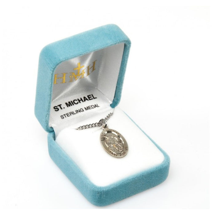 St Michael Sterling Silver on 20" Chain