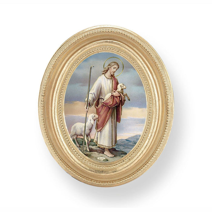 Good Shepherd in Gold Oval Frame