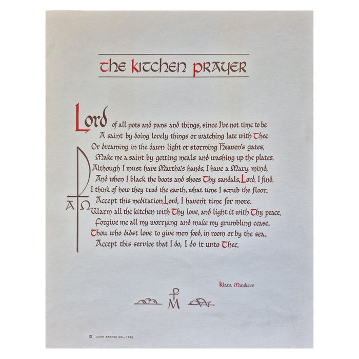 Vintage Frameable print on  cardstock  Kitchen Prayer