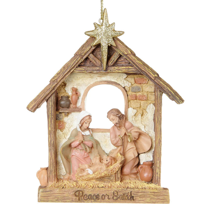 Fontanini Peace on Earth Nativity Ornament with Stable & Star