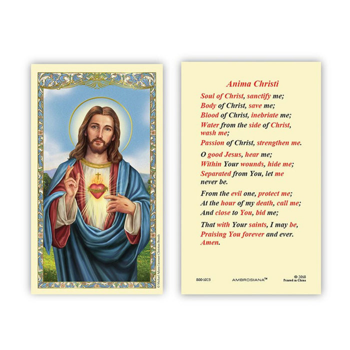 Anima Christi with Sacred Heart Image Holy Card