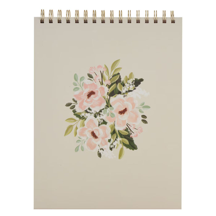 Under His Wings Green Floral Spiral Notepad