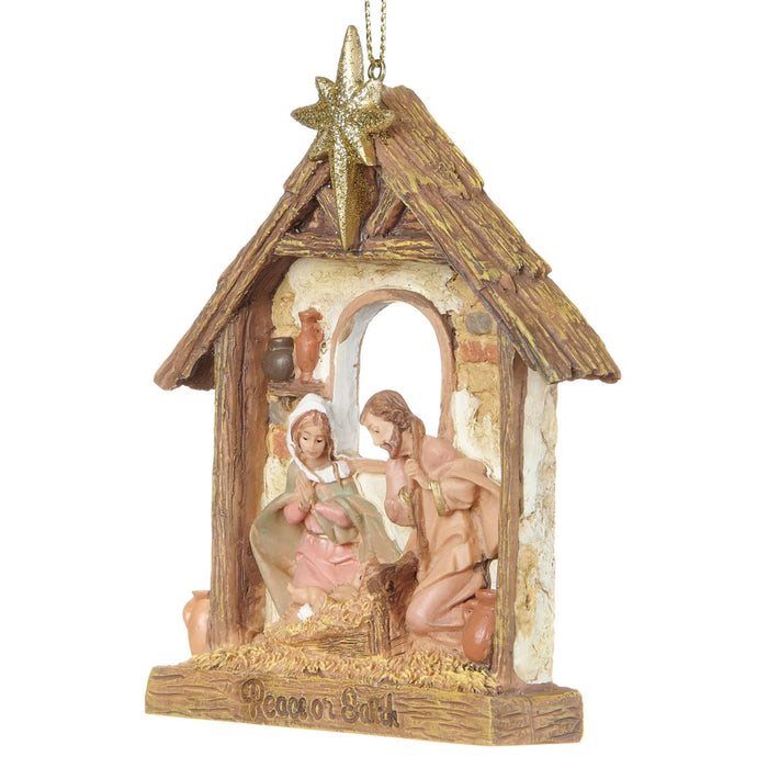 Fontanini Peace on Earth Nativity Ornament with Stable & Star