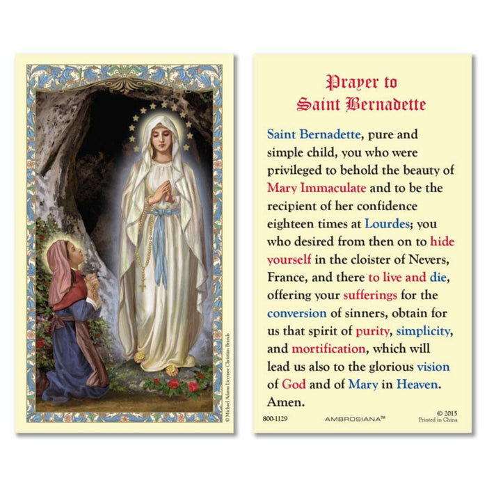 Prayer to St Bernadette Holy Card