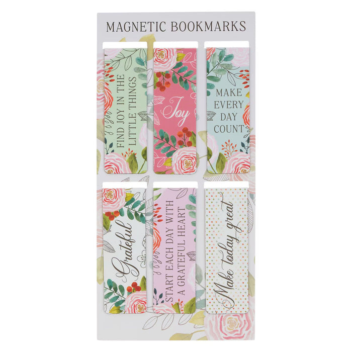Magnetic Bookmark Set A Grateful Heart Pink Floral