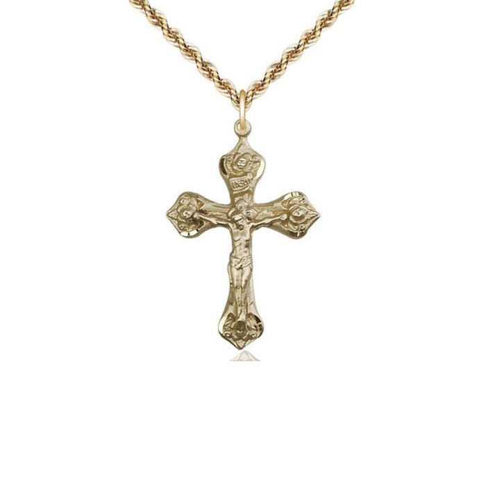 Crucifix Medal Gold filled on 18" Rope Chain