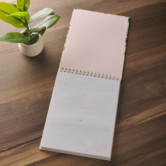 Under His Wings Green Floral Spiral Notepad