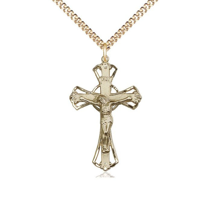 Crucifix Medal Flared Cut-out Ends on 20" Chain