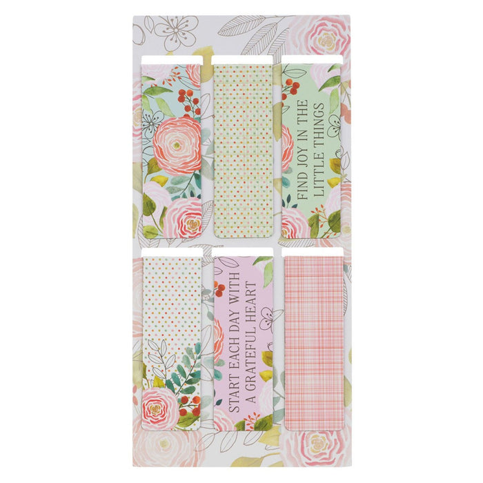 Magnetic Bookmark Set A Grateful Heart Pink Floral
