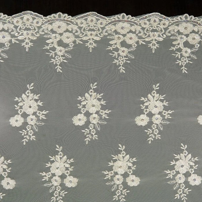 Two-Tone Ivory Lace Long Chapel Veil