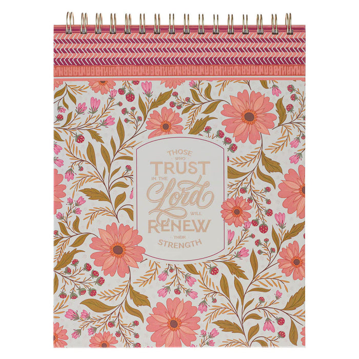 Trust Coral Floral Large Spiral Notepad