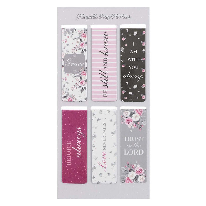 Magnetic Bookmark Set Be Still Pink Roses