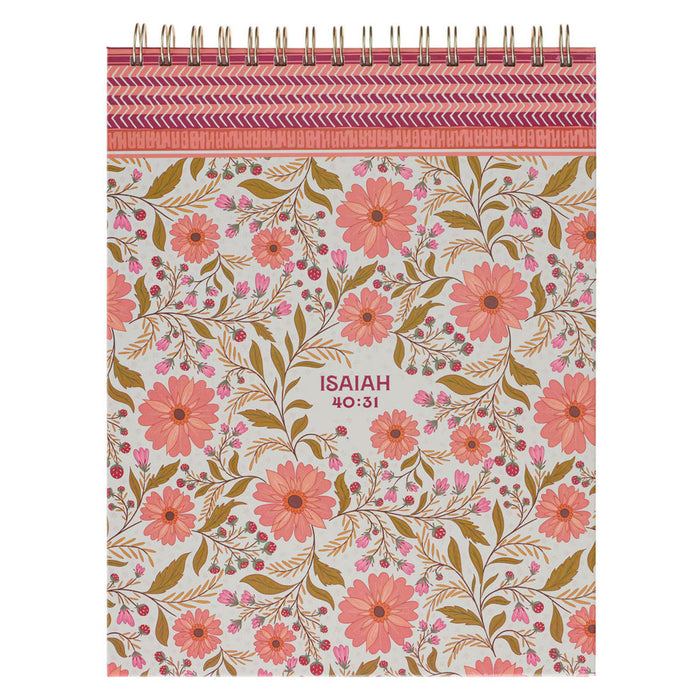 Trust Coral Floral Large Spiral Notepad