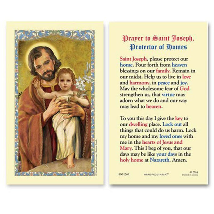 Prayer to St Joseph, Protector of Homes Holy Card