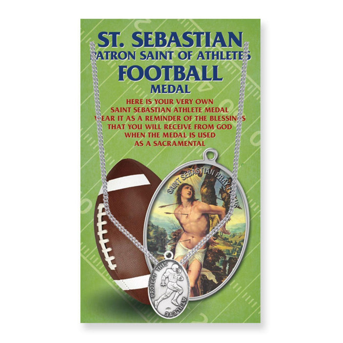 St Sebastian Football Pewter Medal on 24" Chain