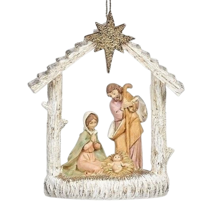 Fontanini Nativity Ornament with White Stable & Star