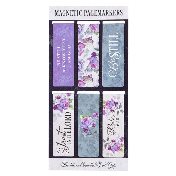 Magnetic Bookmark Set Be Still Blue and Purple Roses