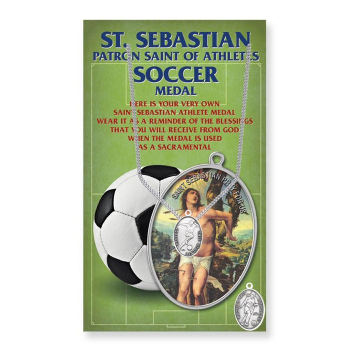 St Sebastian Soccer Pewter Medal on 24" Chain