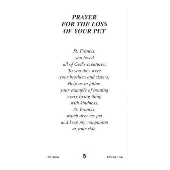 St Francis Loss of Pet Holy Card