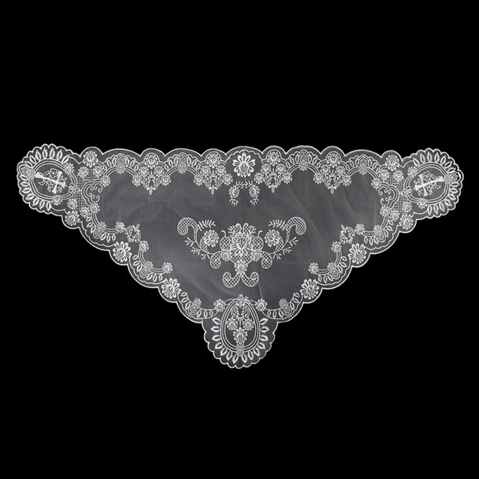 White Ornate Floral Chapel Veil