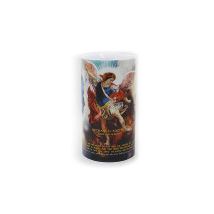 LED Candle with the Three Archangels 4" x 7"