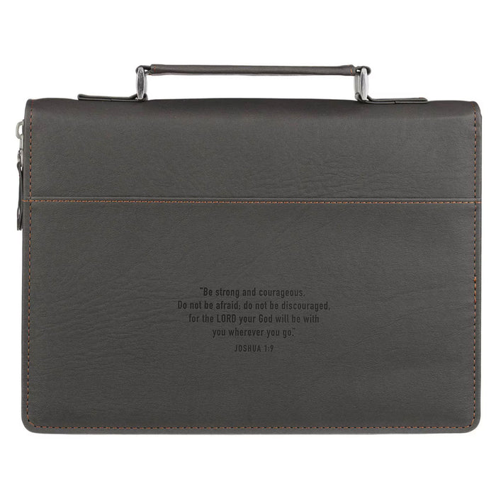 Bible Cover (M) Be Strong and Courageous Gray Mountains