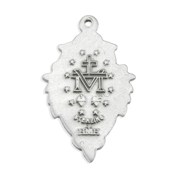 Miraculous Medal Fancy Leaf Swirled Border on 18" Chain