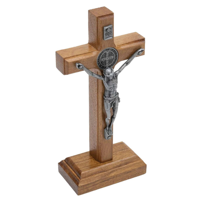 Standing St Benedict Crucifix 6.5" Wood