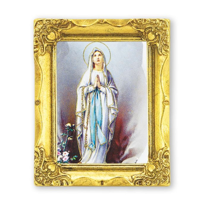Our Lady of Lourdes 3" x 2" Antique Gold Frame
