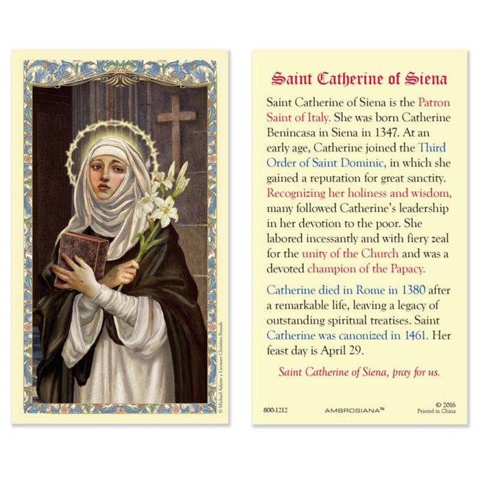 St Catherine of Siena Holy Card