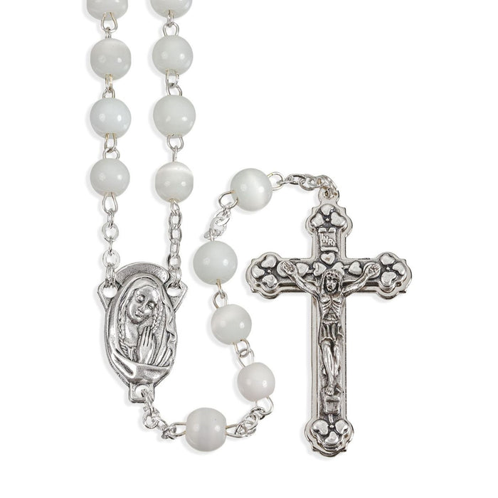 Rosary 6mm White Cat's Eye Beads