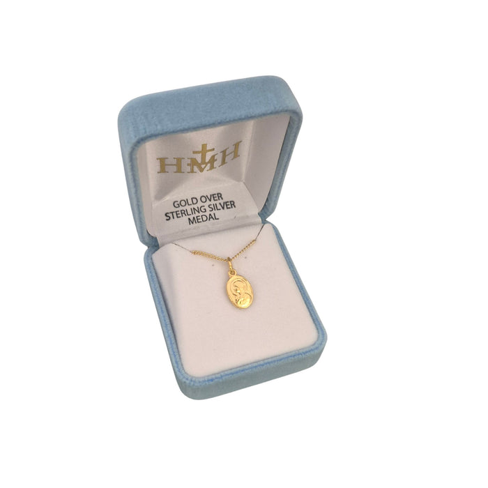 Our Lady of Sorrows 0.5" Medal Gold over Sterling on 18" Chain