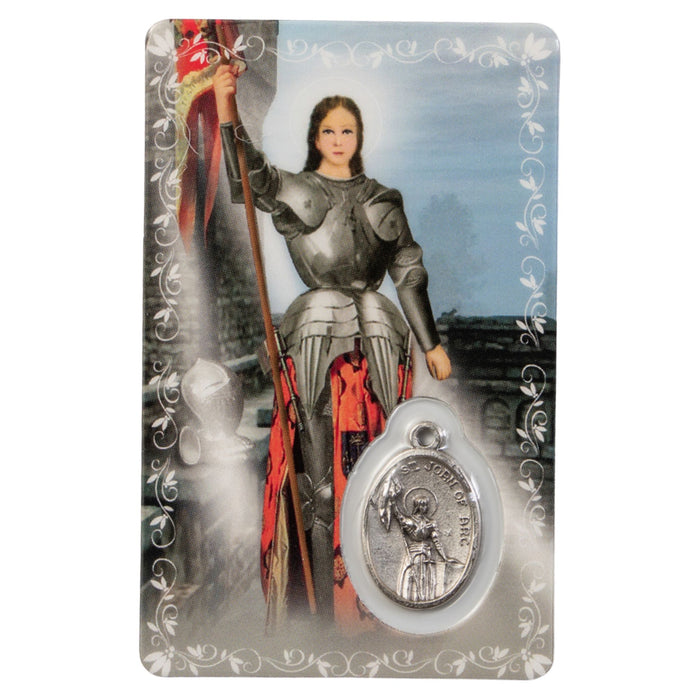 St Joan of Arc Prayer Card with Medal