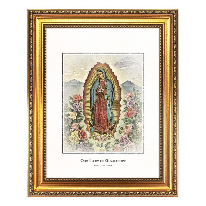 Our Lady of Guadalupe Engraved Art in 15.5" x 19.5" Antique Gold Frame