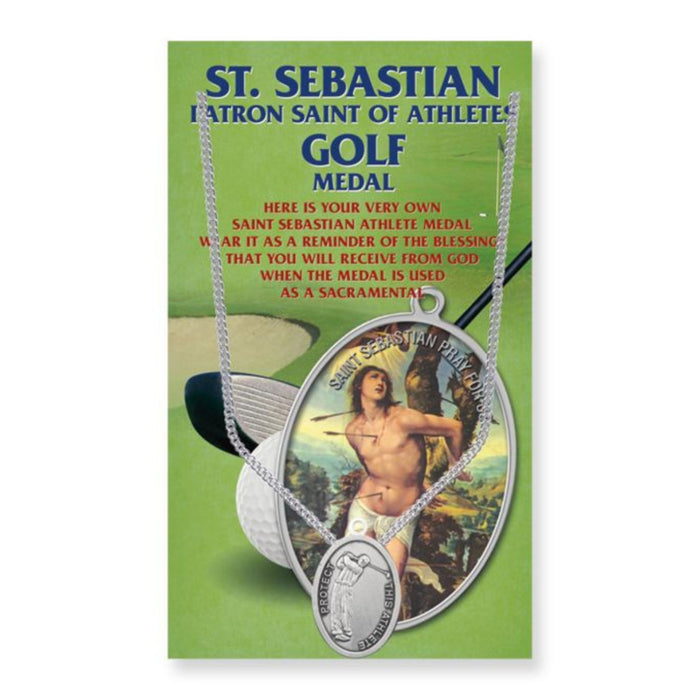 St Sebastian Golf Pewter Medal on 24" Chain