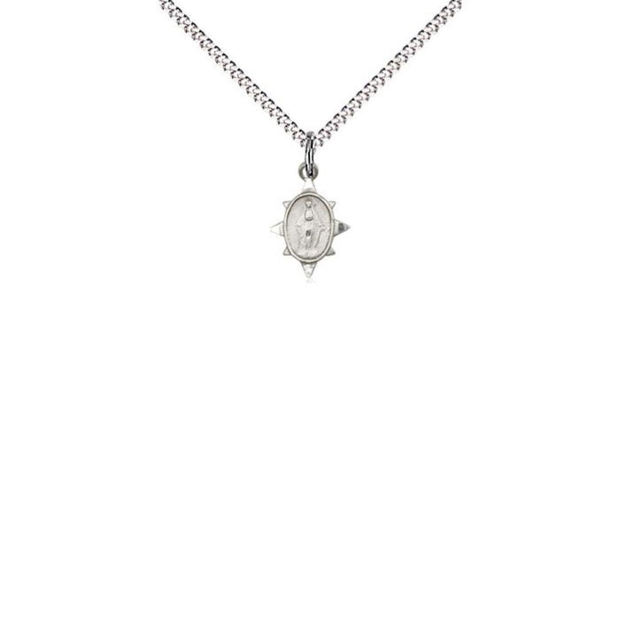 Miraculous Medal with Tiny Spokes on 16" Chain