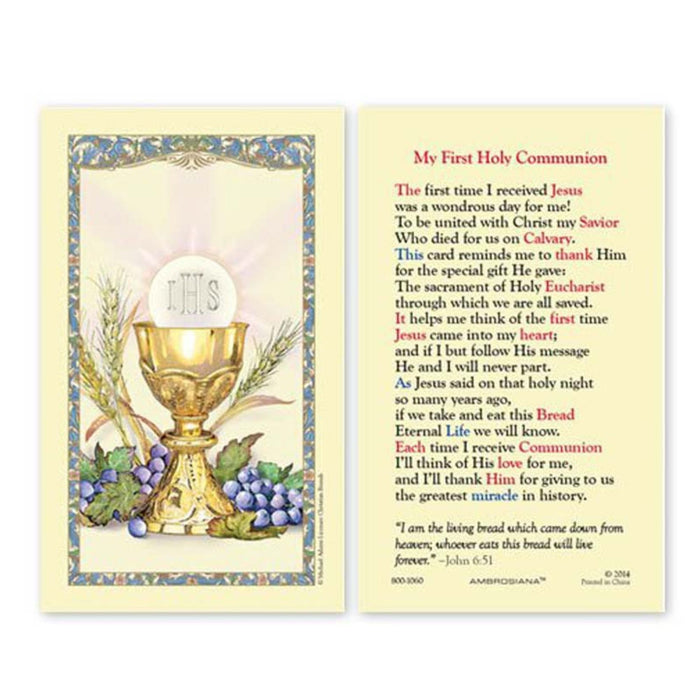 My First Holy Communion Holy Card