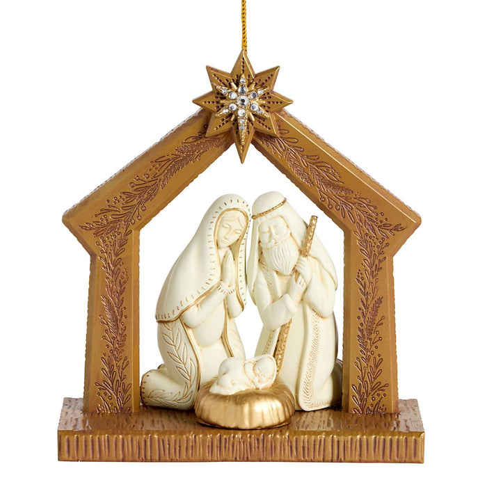 Nativity Ornament with Sculpted Resin Figures