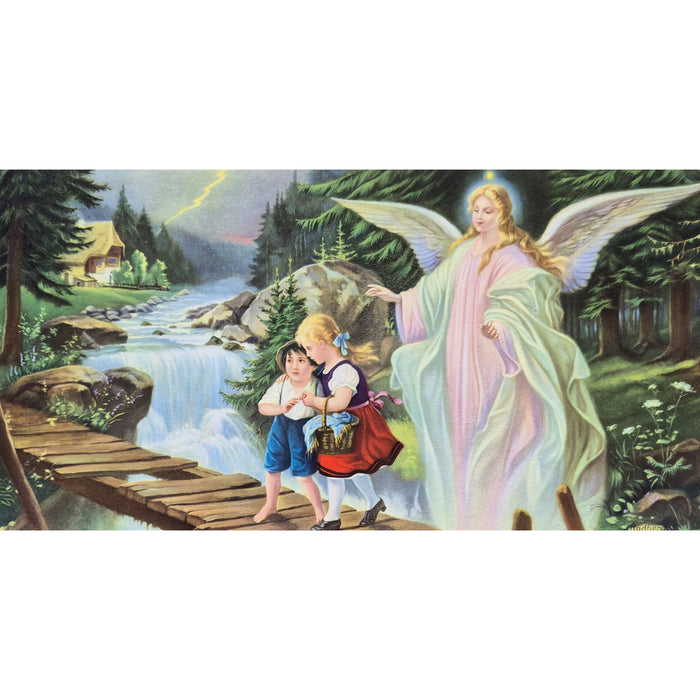 Vintage Frameable print on  Artboard Guardian Angel and Children by Lindberg