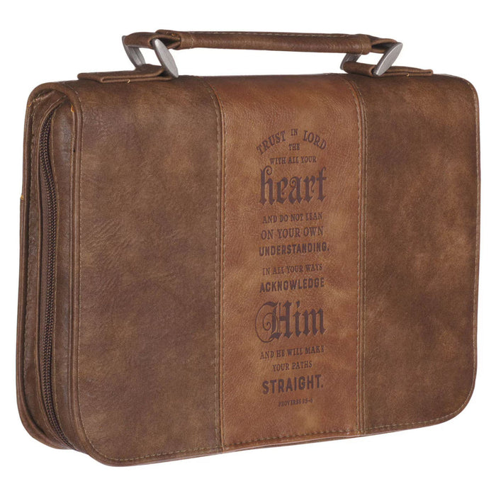 Bible Cover (M) "Trust in the Lord" Brown Faux Leather
