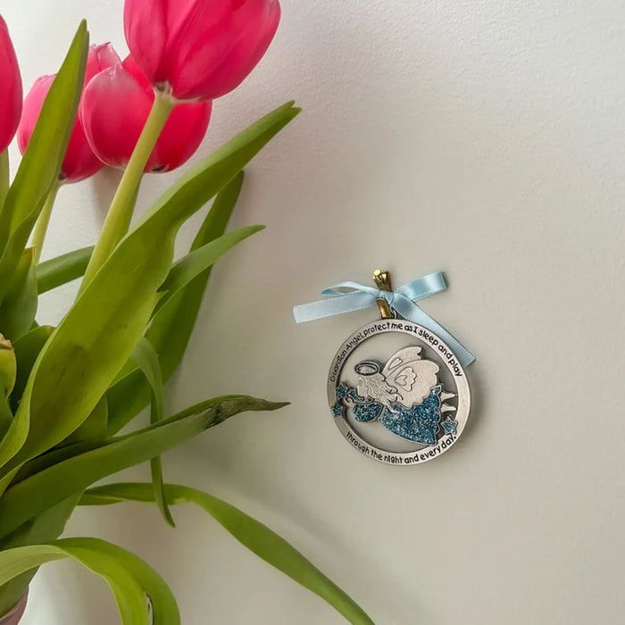 Crib Medal Angel with Blue Epoxy